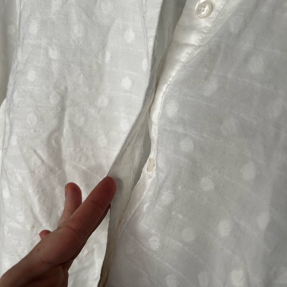 Talbots White Textured Dot Button Pullover Blouse… - image 2